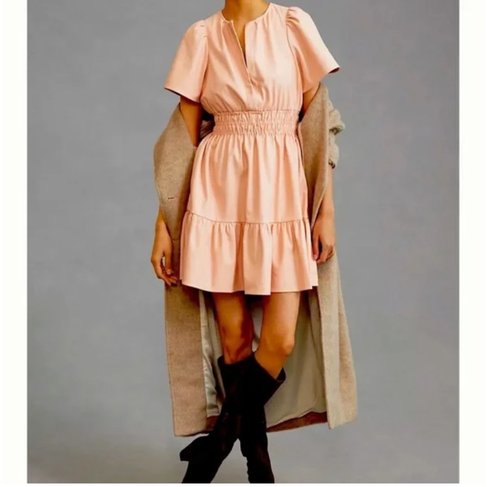 ANTHROPOLOGIE Somerset Mini Dress Faux Leather Edition